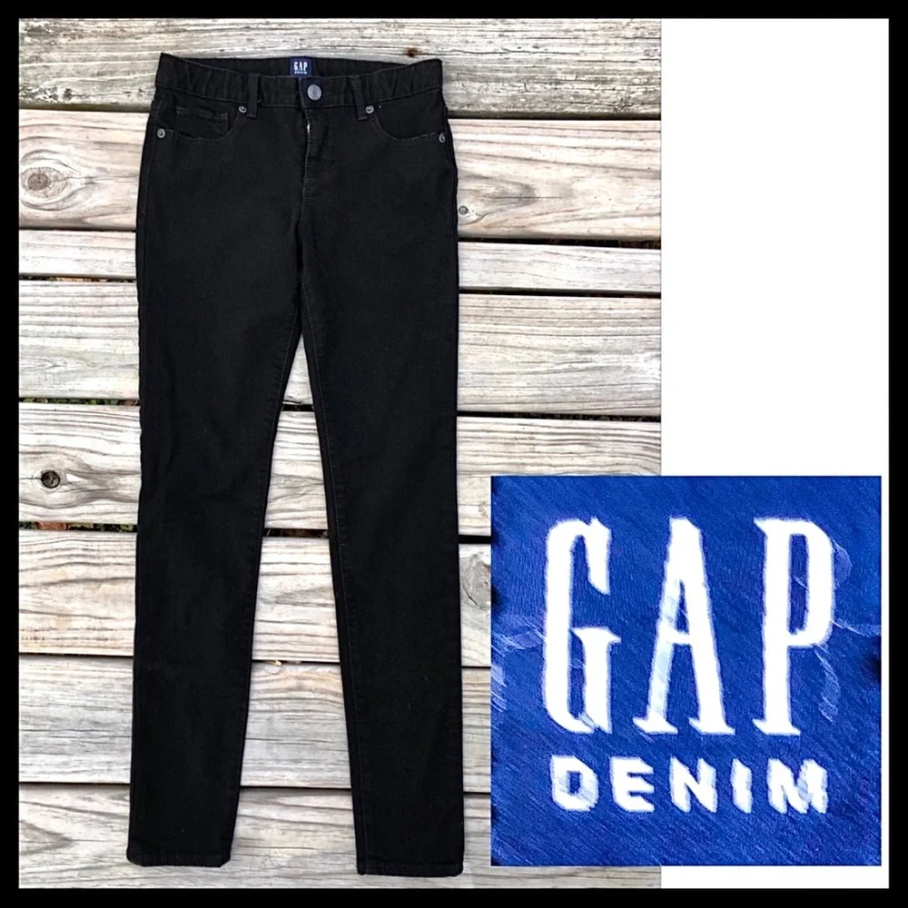 - GAP Black Super Stretch Skinny Jeans SZ 14! EUC!